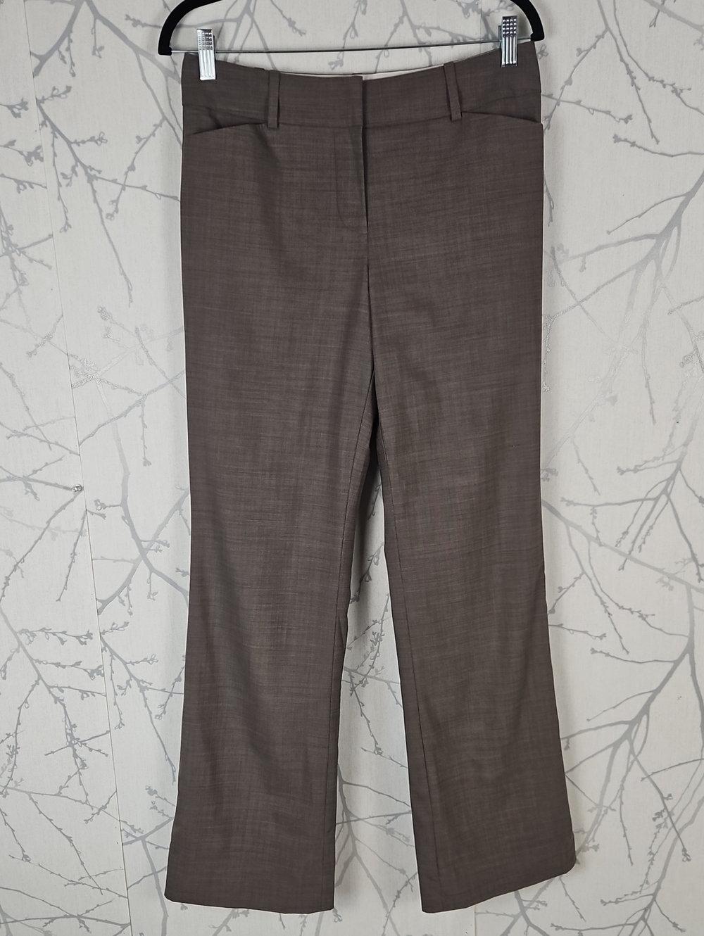 Ann Taylor Beige Taupe 95% Wool Stretch Mid Rise Wide Leg Trousers